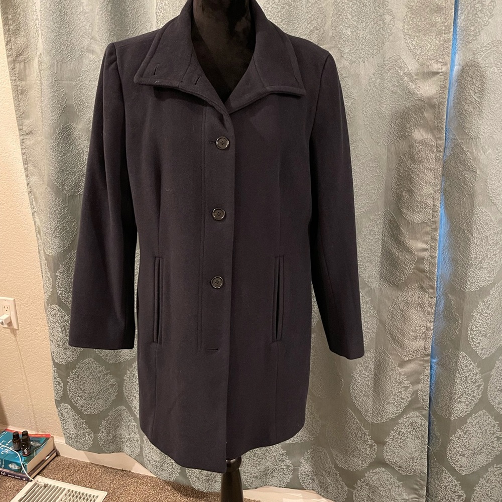 Lands End Petite soft wool navy peacoat